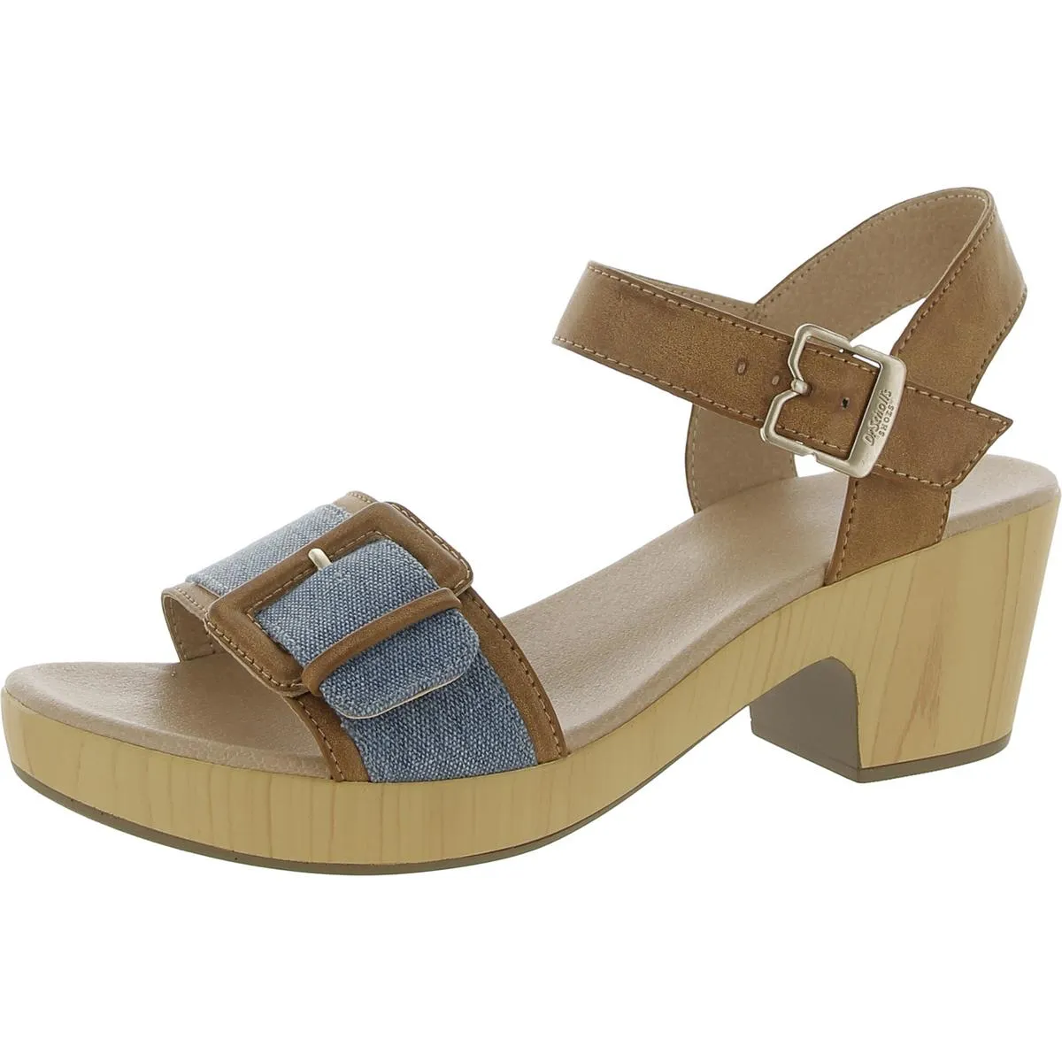 Felicity Too Womens Mixed Media Clog Ankle Strap