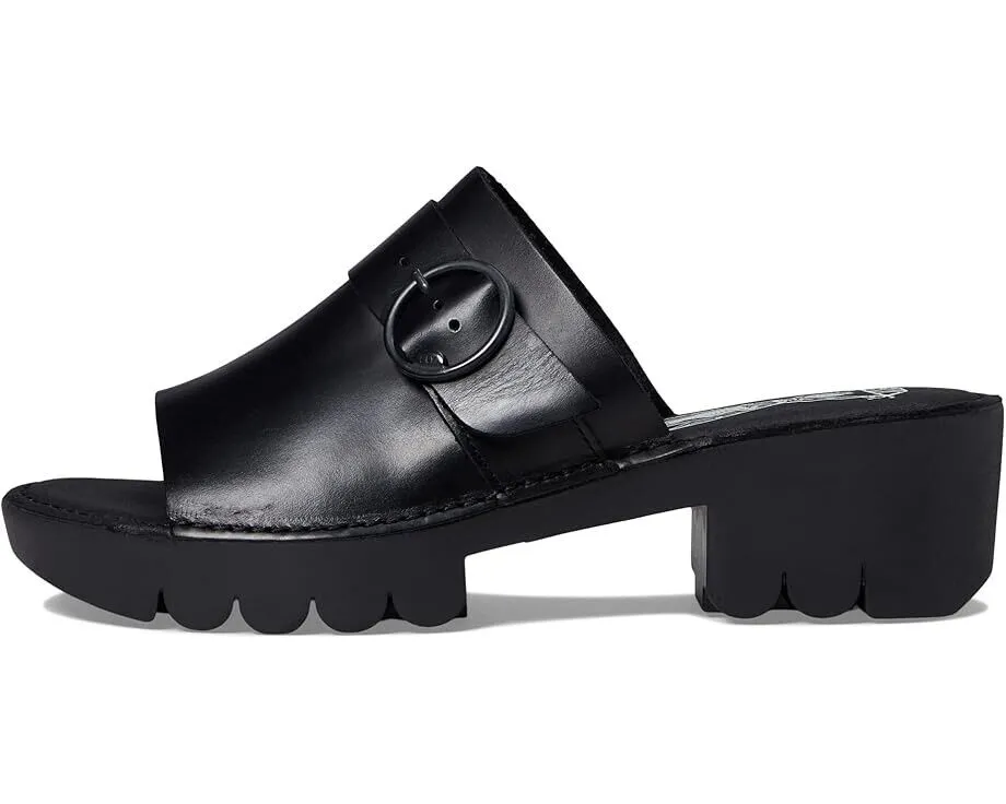 Fly London EPLE519FLY Sandals Women's US 7.5-8 Black Leather Block Heel ZPO1802