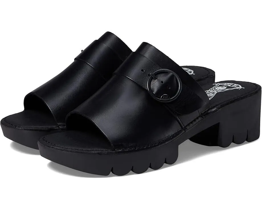 Fly London EPLE519FLY Sandals Women's US 7.5-8 Black Leather Block Heel ZPO1802