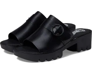 Fly London EPLE519FLY Sandals Women's US 7.5-8 Black Leather Block Heel ZPO1802