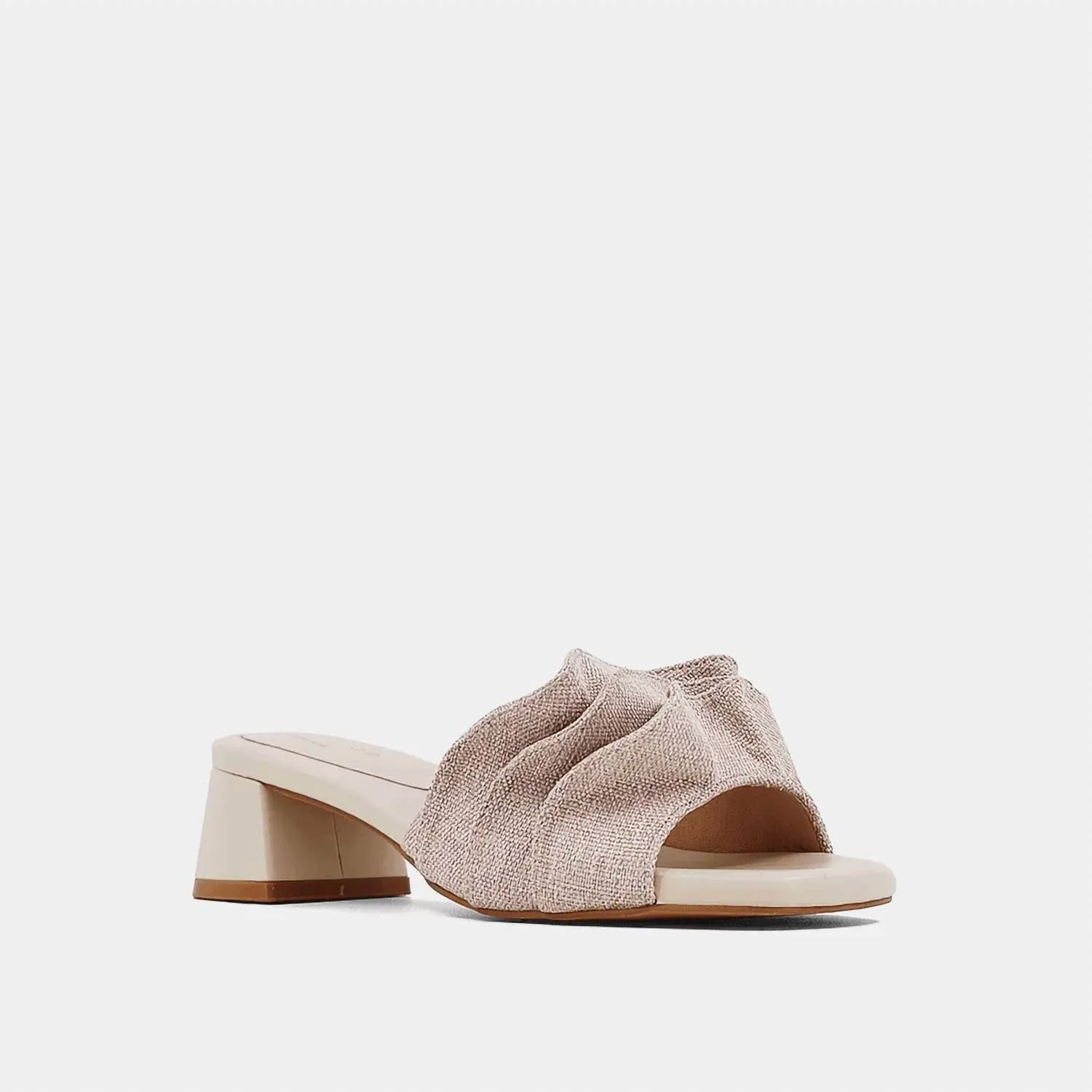Frances Ruffle Slide Sandal In Natural