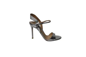 Gianvito Rossi Ankle Strap Sandals in Silver Leather