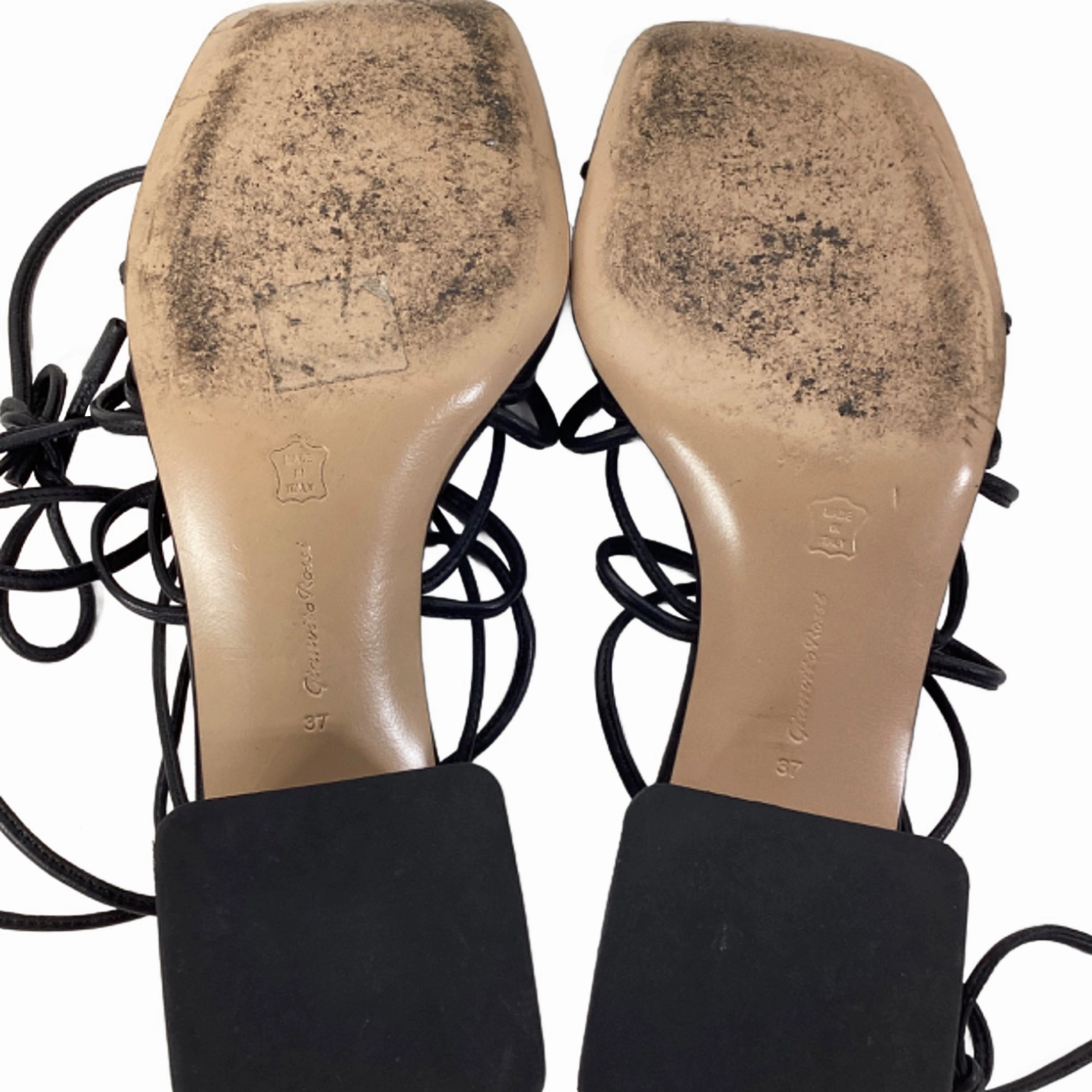 Gianvito Rossi Minas 45 Knotted Sandal Heels in Black Leather