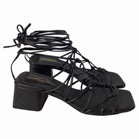 Gianvito Rossi Minas 45 Knotted Sandal Heels in Black Leather