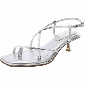 GINGER Womens Metallic Snake Print Slingback Sandals