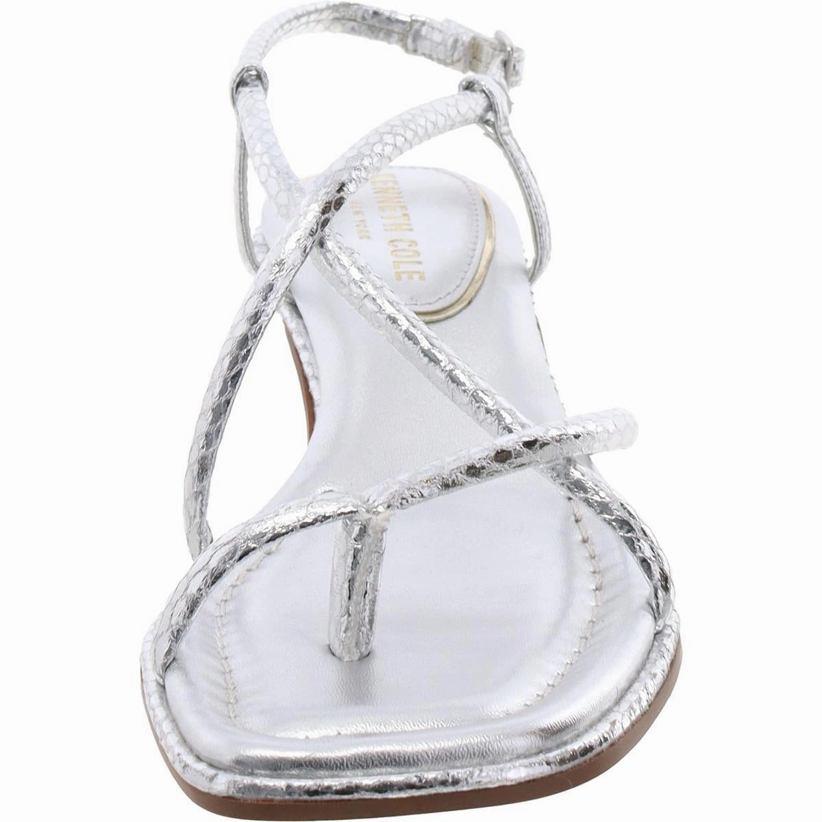 GINGER Womens Metallic Snake Print Slingback Sandals