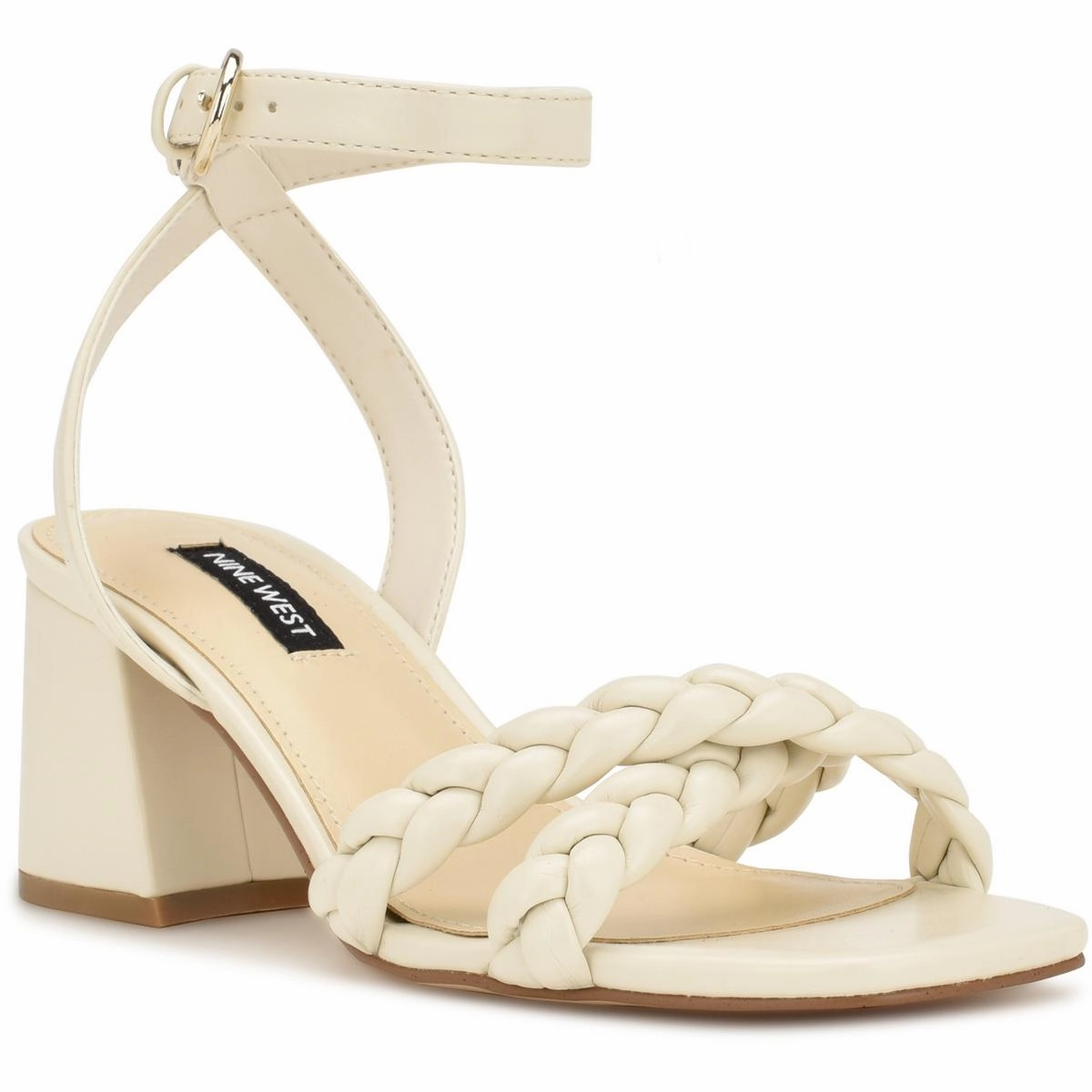 GRACANN3 Womens Braided Faux Leather Block Heel