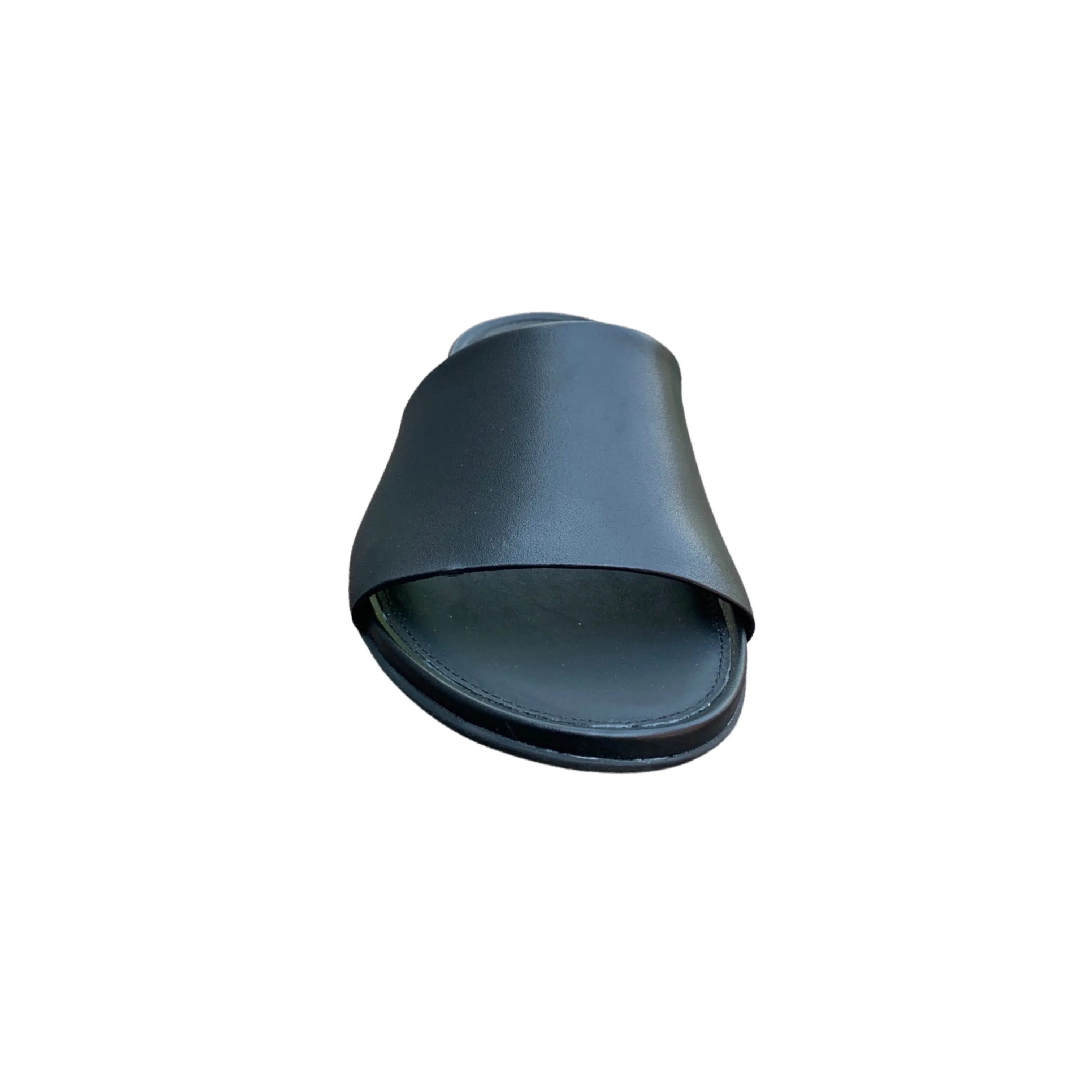 Gracie All Black Leather Pool Slide