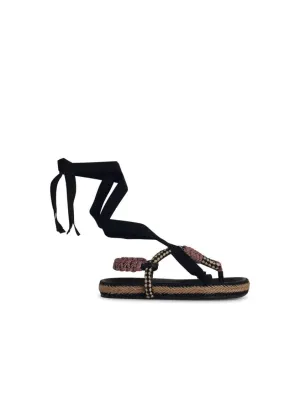 Gypsa' Black Cotton Blend Sandals