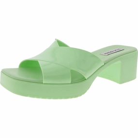 Harley Womens Padded Insole Patent Slide Sandals