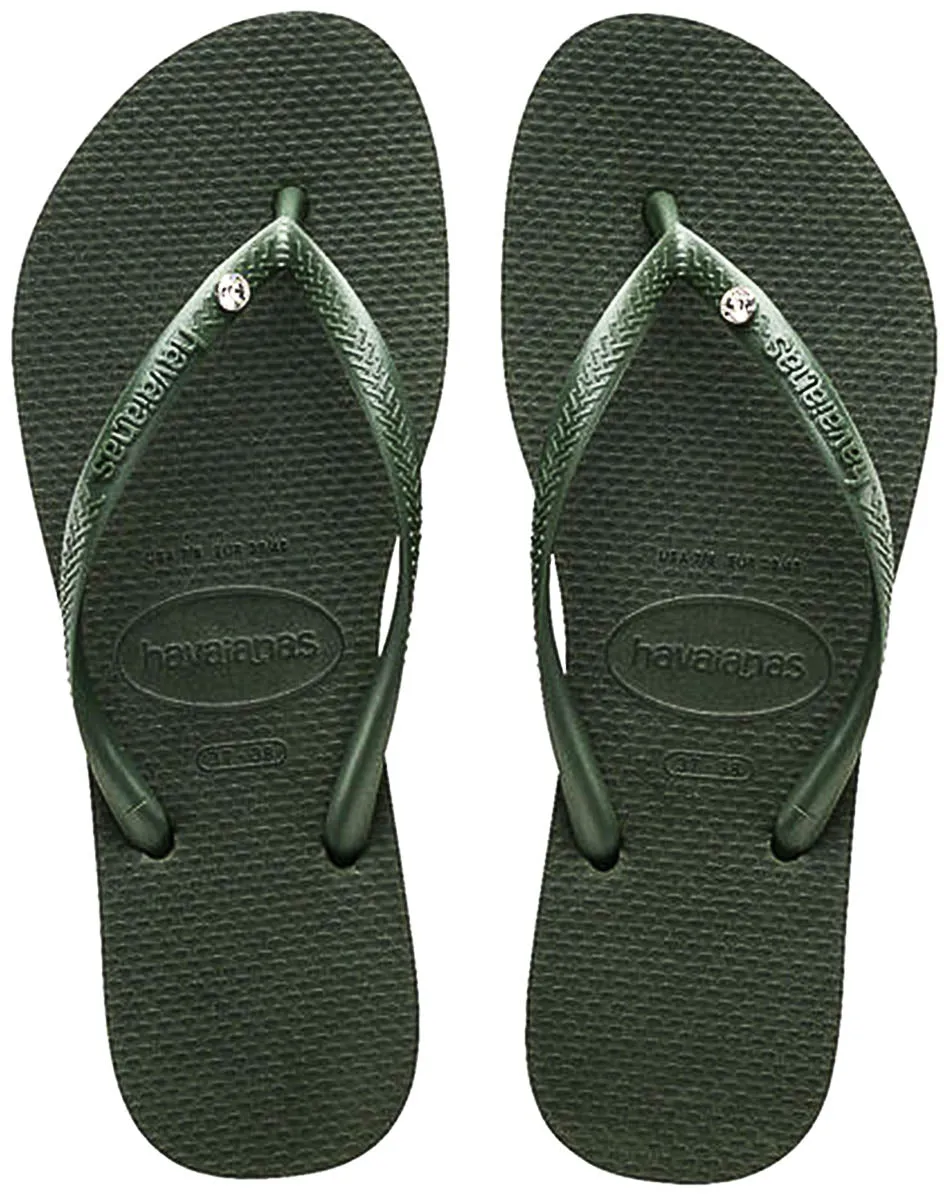 Havaianas Slim Crystal Sw In Olive Green