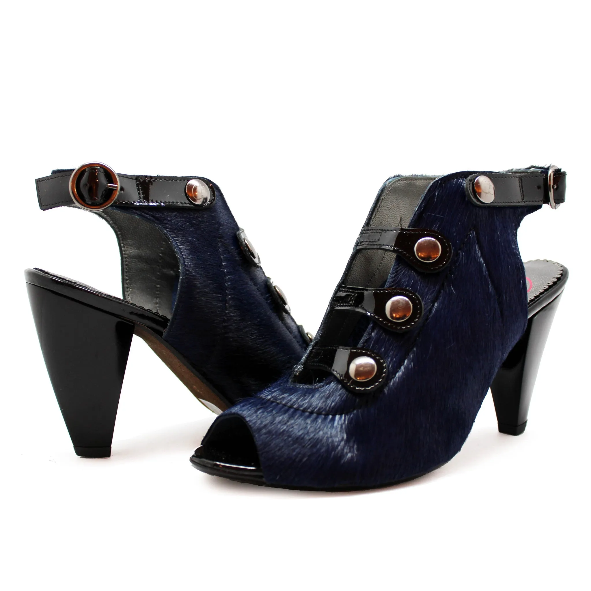Honey - Navy Pony open toe sandal
