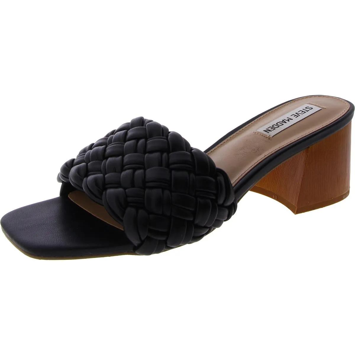 Incentive Womens Braided Block Heel Slide Sandals