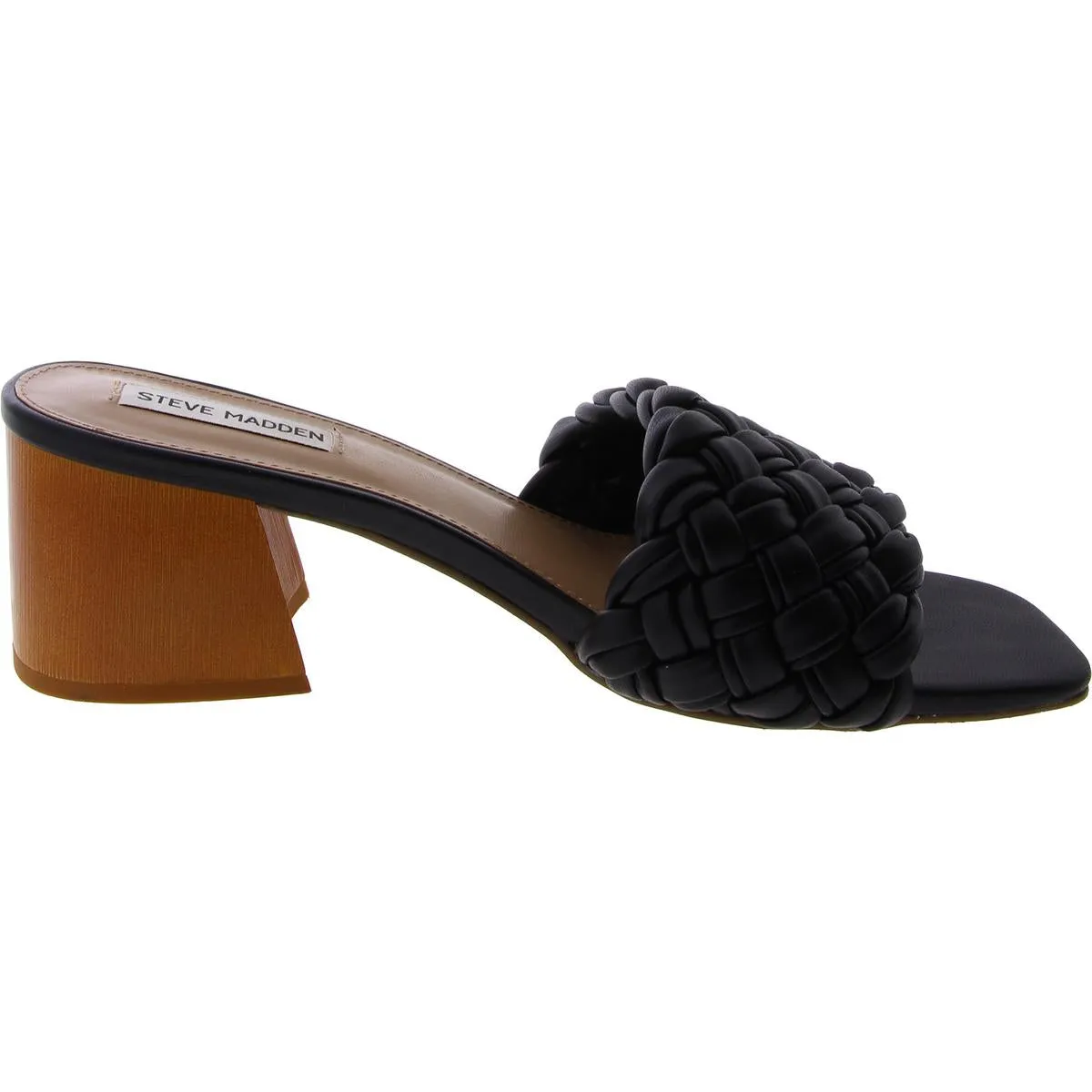 Incentive Womens Braided Block Heel Slide Sandals
