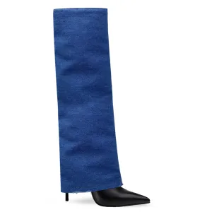 INES BLACK LEATHER / DENIM