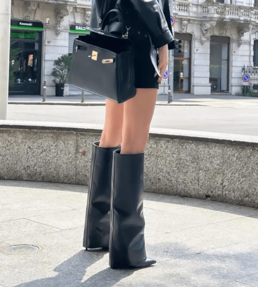 INES BLACK LEATHER