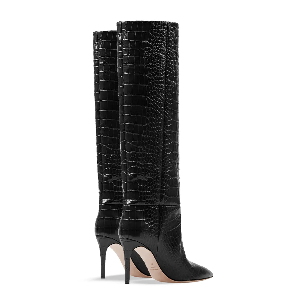 IVORY PRINT CROC BLACK