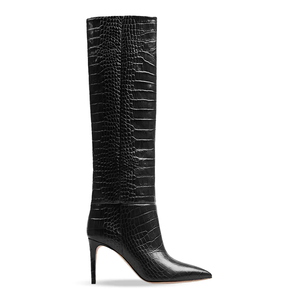 IVORY PRINT CROC BLACK