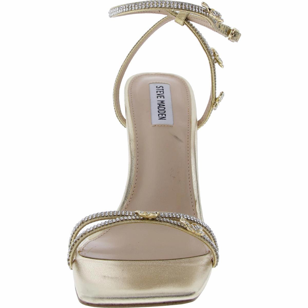 Jade Womens Embellished Faux Leather Heels