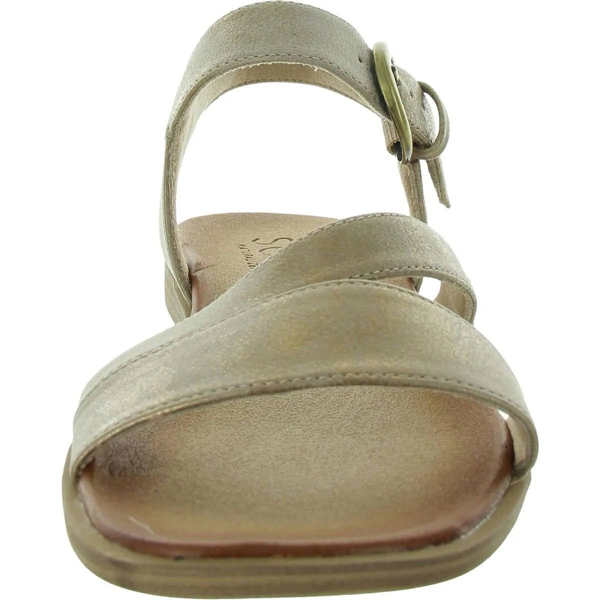 Jayvee Womens Faux Leather Square Toe Slingback Sandals