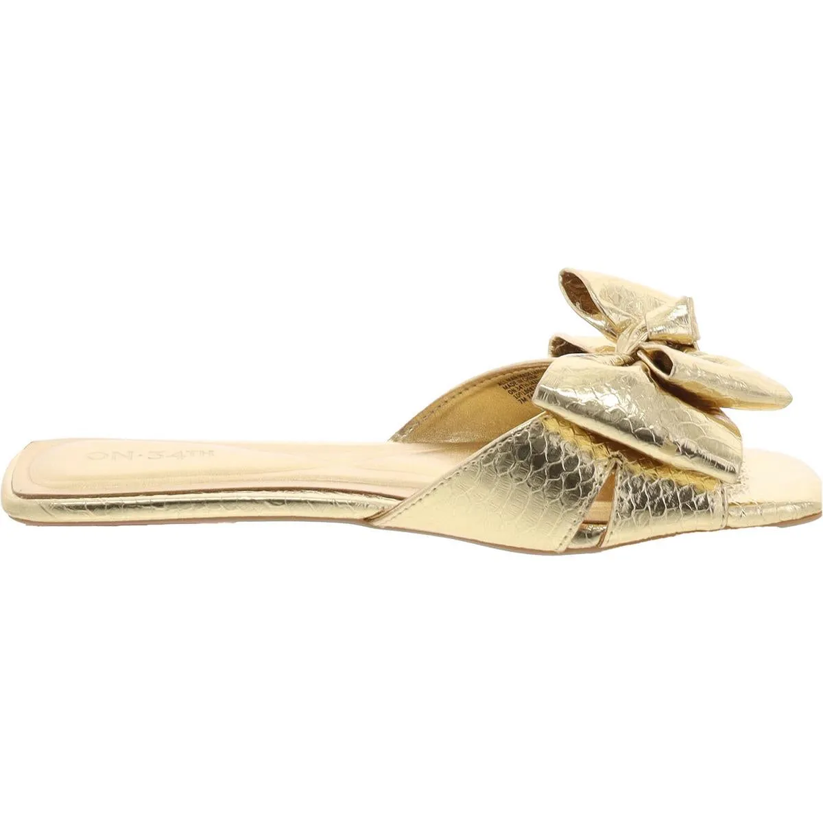 JAZMINN Womens Faux Leather Bow Slide Sandals