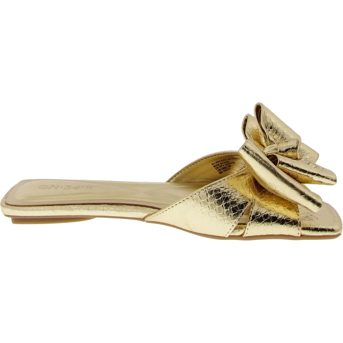 JAZMINN Womens Faux Leather Bow Slide Sandals