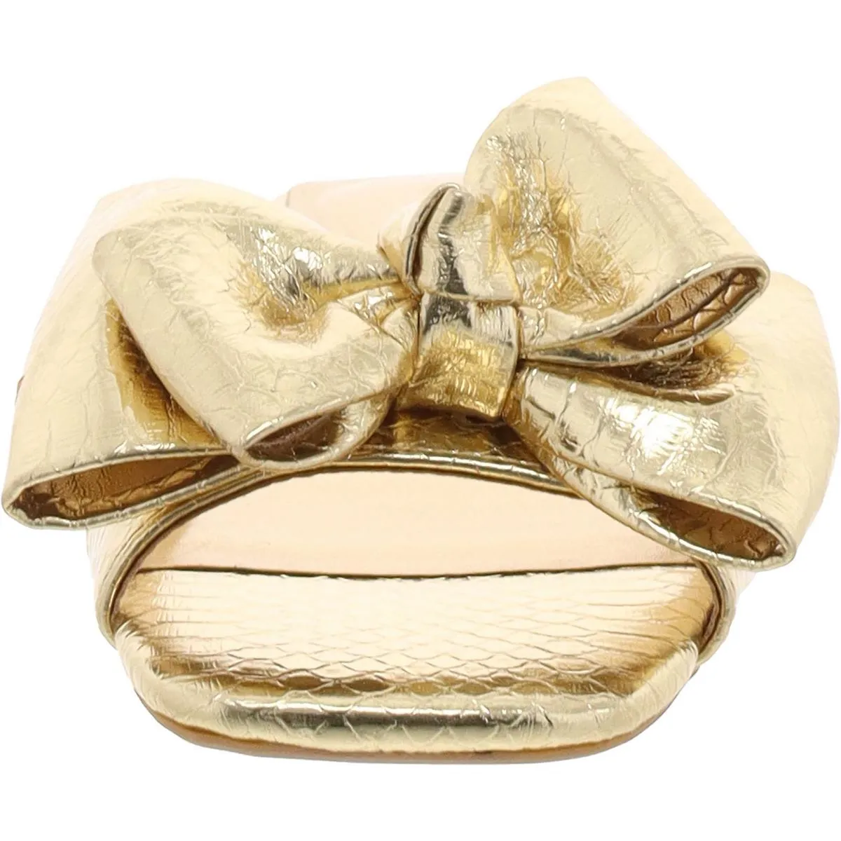JAZMINN Womens Faux Leather Bow Slide Sandals