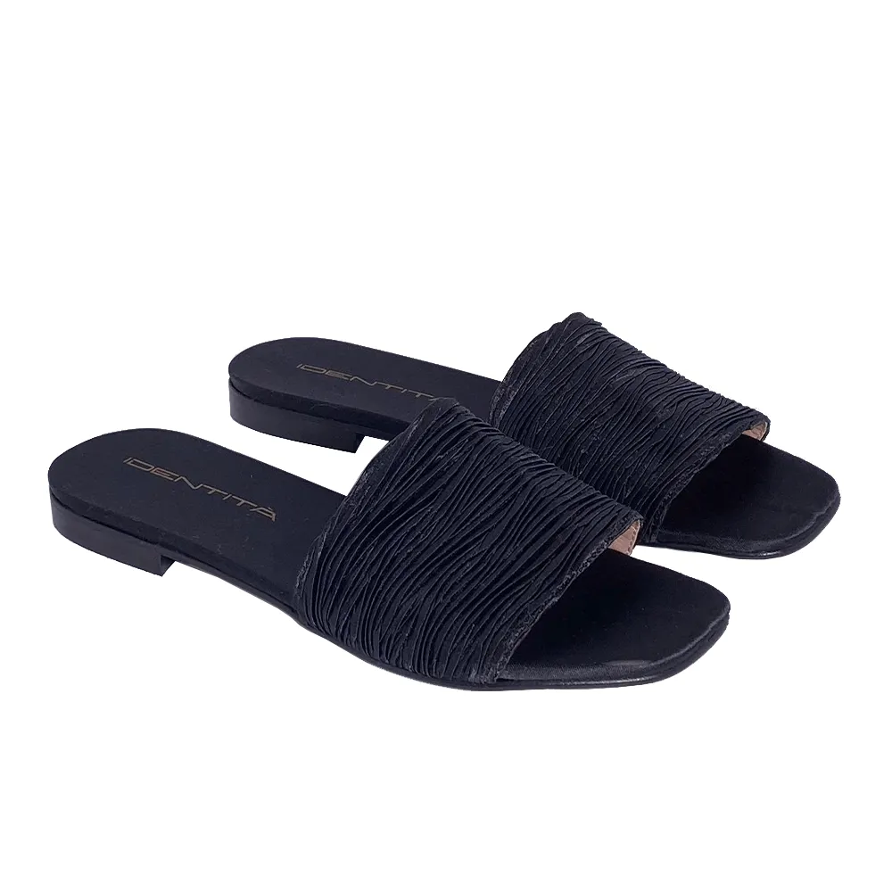 JEANA LEATHER/SILK BLACK