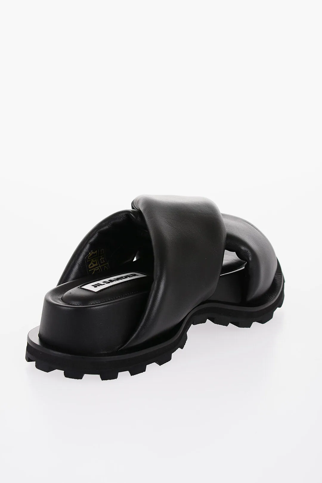 Jil Sander Criss Cross Designed Leather Sandals With Carrion Sole