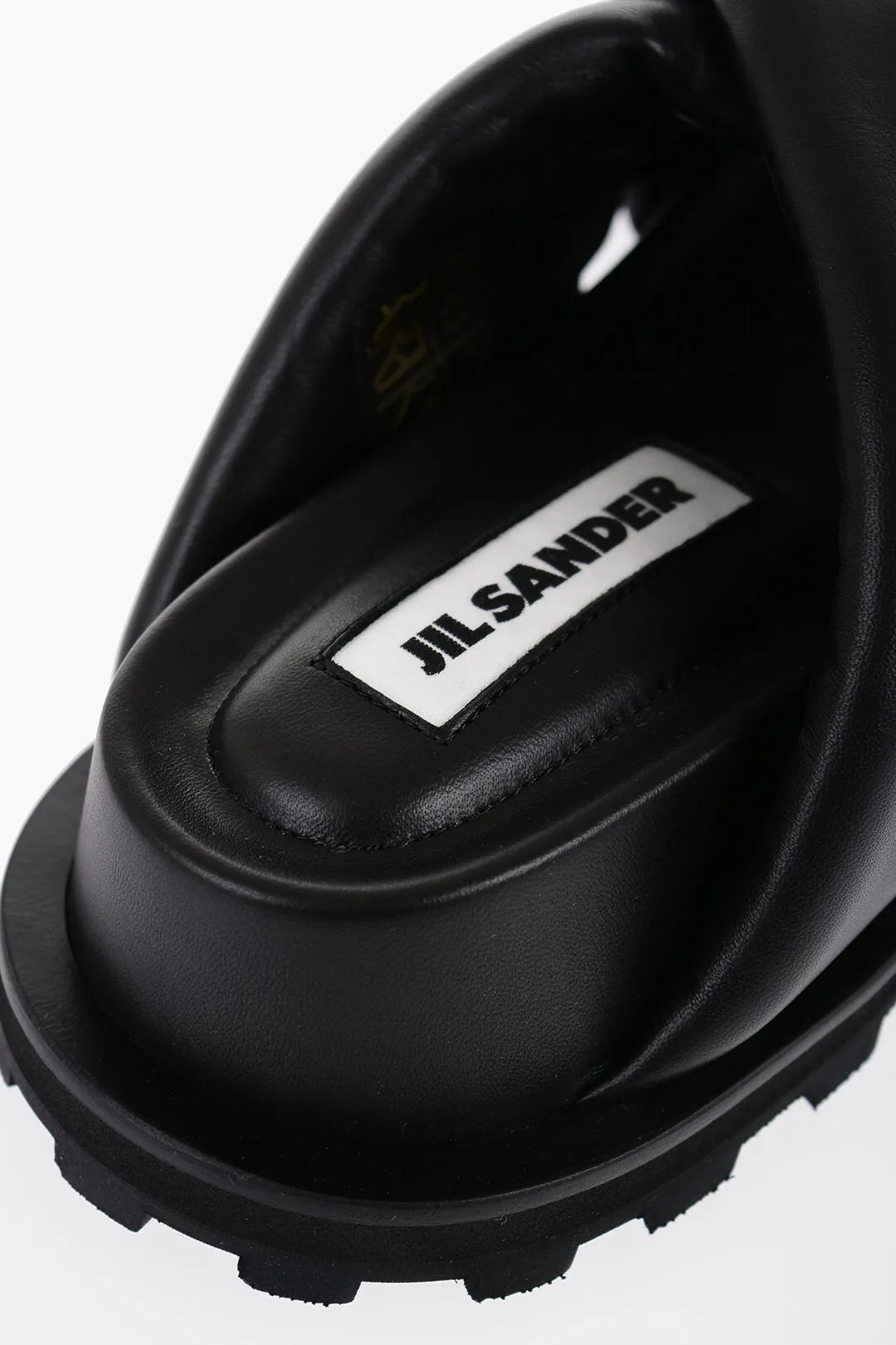 Jil Sander Criss Cross Designed Leather Sandals With Carrion Sole