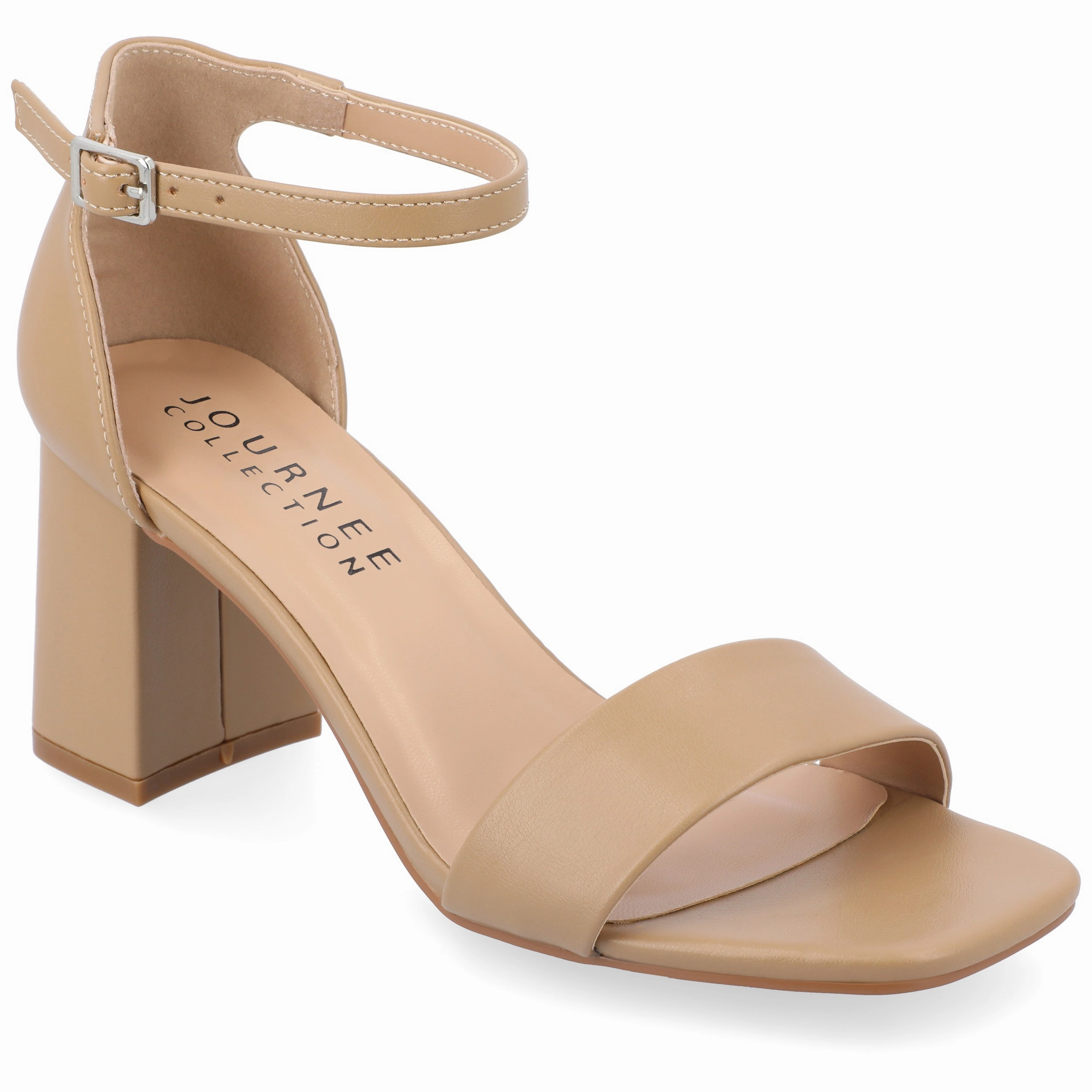Journee Collection Women's Valenncia SuperNatural Shades Tru Comfort Foam Open Square Toe Ankle Strap Sandals