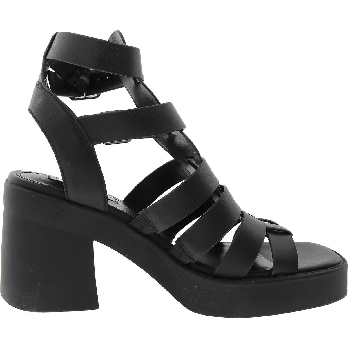 KIONA Womens Buckle Leather Ankle Strap