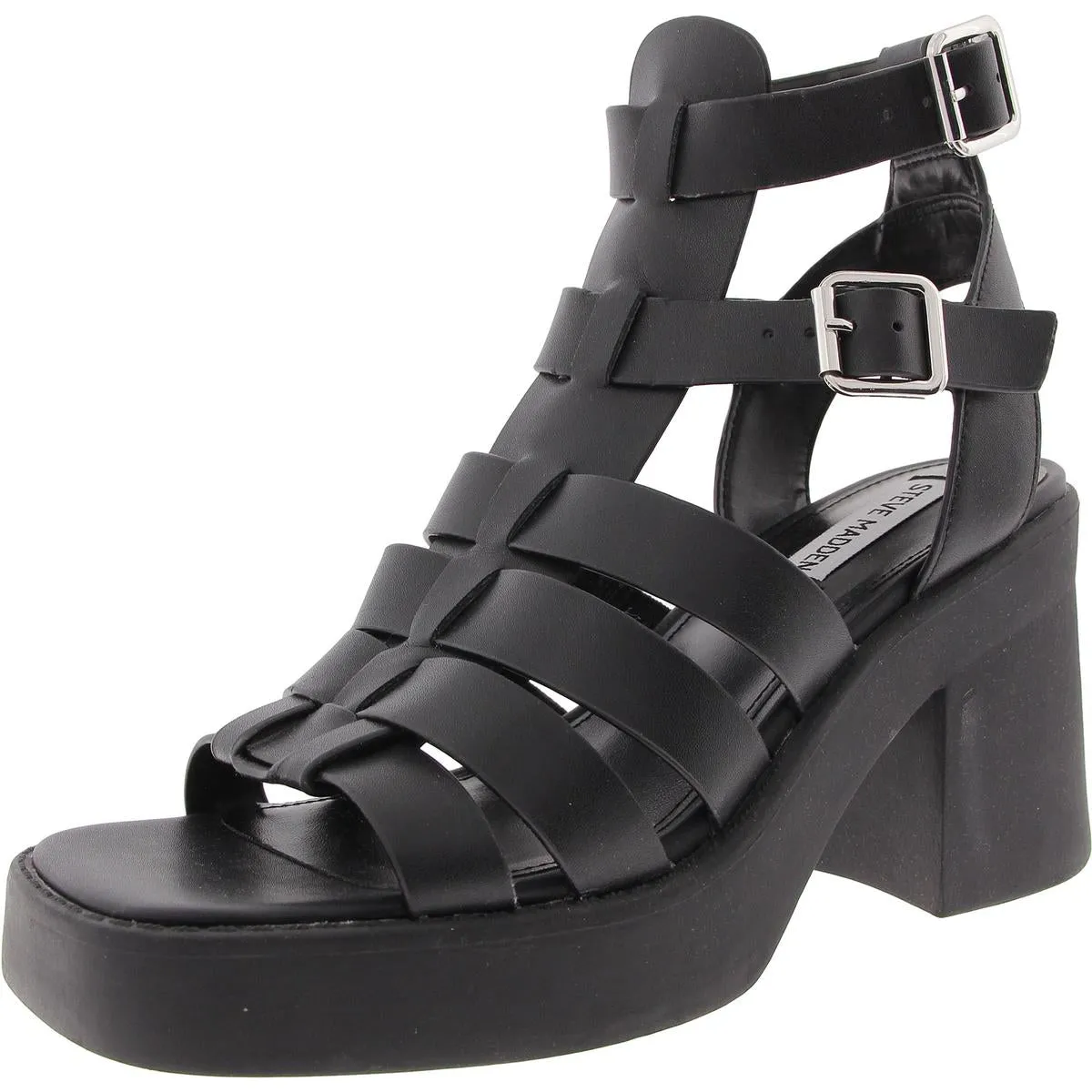KIONA Womens Buckle Leather Ankle Strap