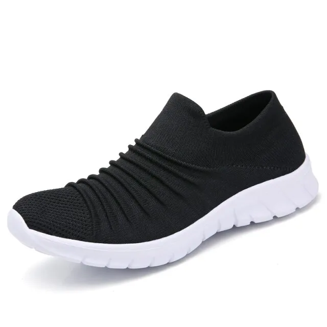 Lanet Women's Breathable Comfortable Slip-On Loafers Black Shoes