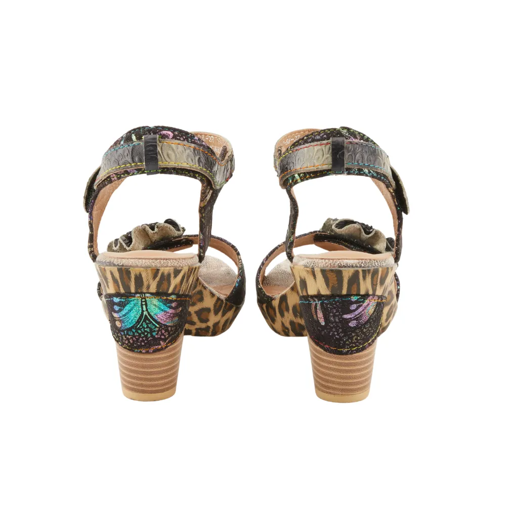 L'Artiste By Spring Step Wildcat Black Multi Leather Sandal (Women's)