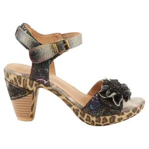 L'Artiste By Spring Step Wildcat Black Multi Leather Sandal (Women's)