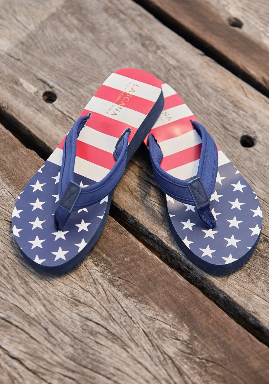 LASCANA Women's American Flag Flip Flops
