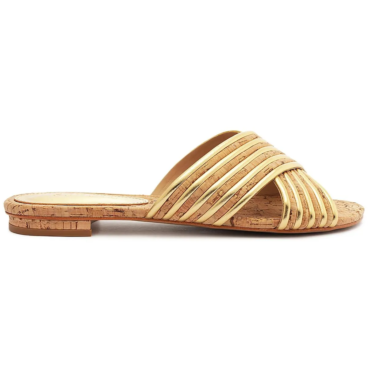 Latifa Flat Womens Criss-Cross Leather Slide Sandals
