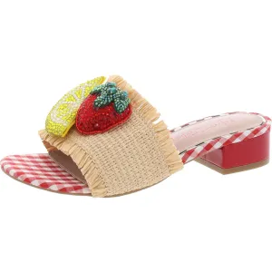 Lindyy Womens Woven Embellished Slide Sandals