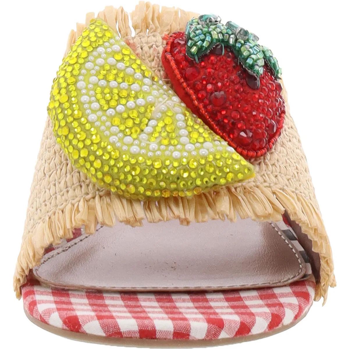 Lindyy Womens Woven Embellished Slide Sandals