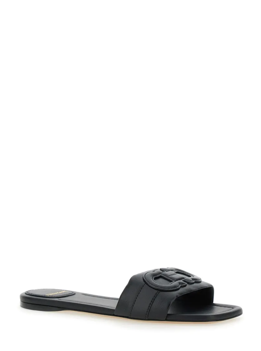 Liss' Black Leather Sandals