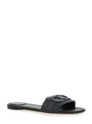 Liss' Black Leather Sandals