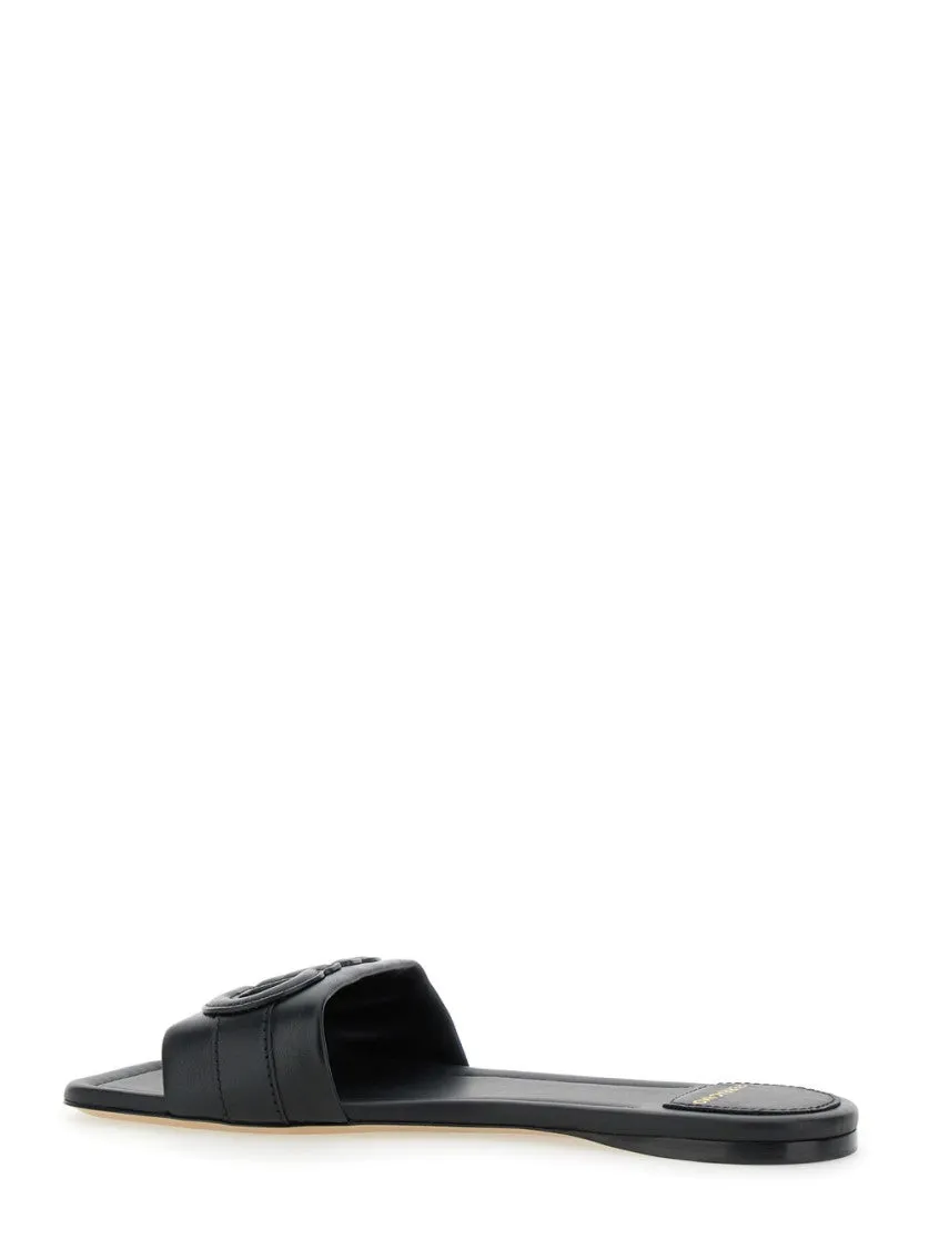 Liss' Black Leather Sandals