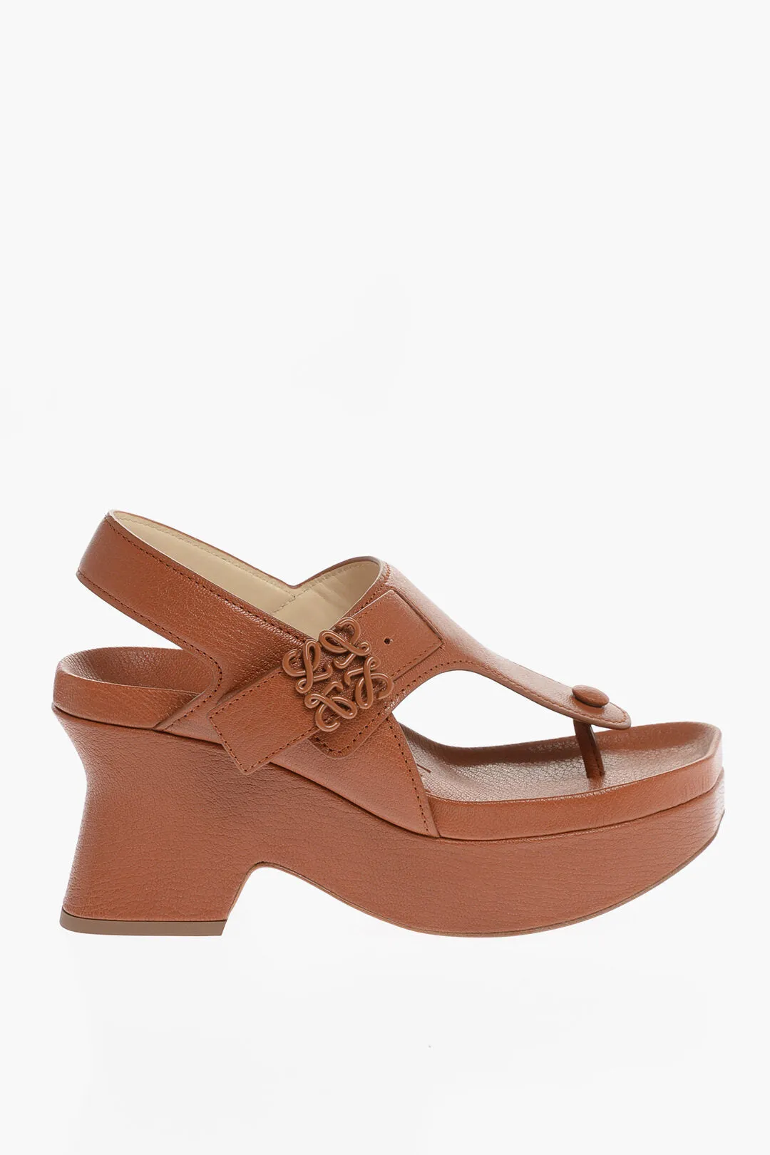 Loewe Leather Thong Sandals With Wedge 8Cm