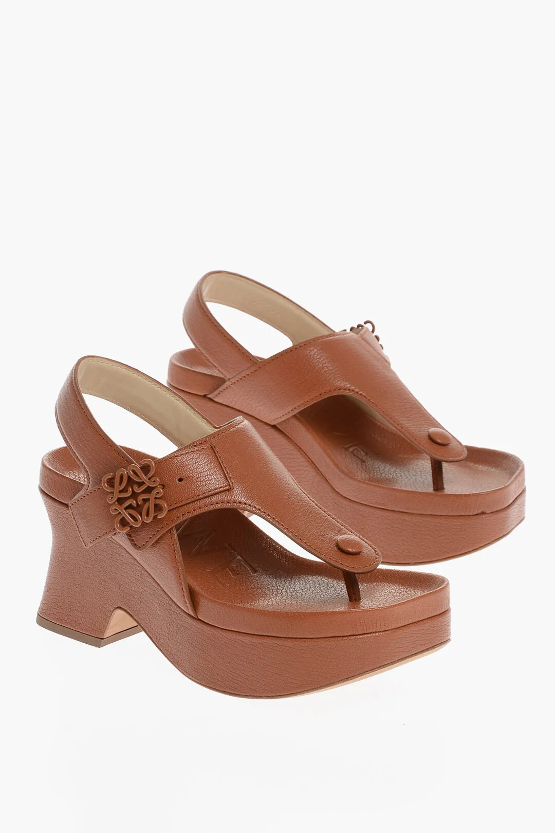 Loewe Leather Thong Sandals With Wedge 8Cm