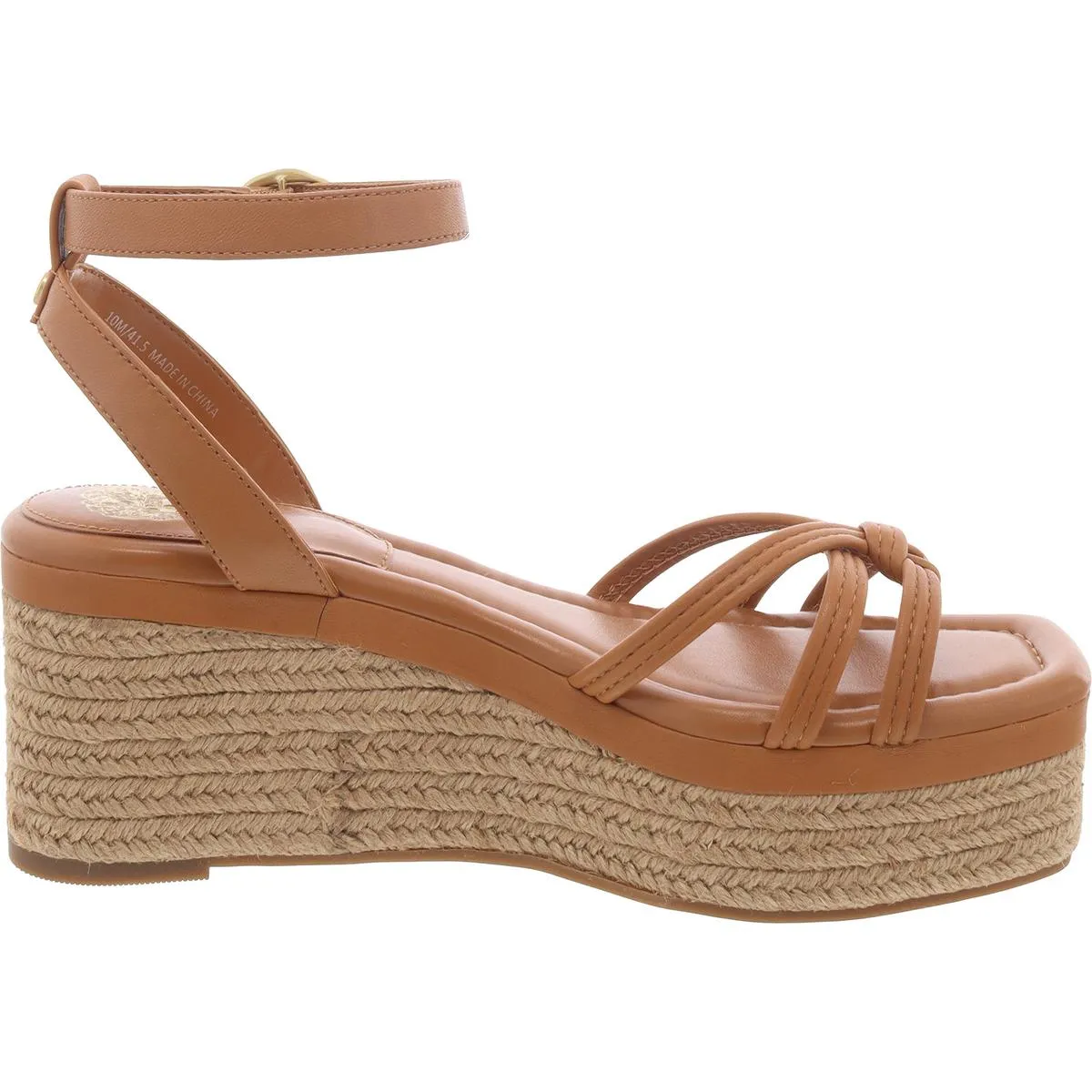 Loressa Womens Leather Square Toe Wedge Sandals