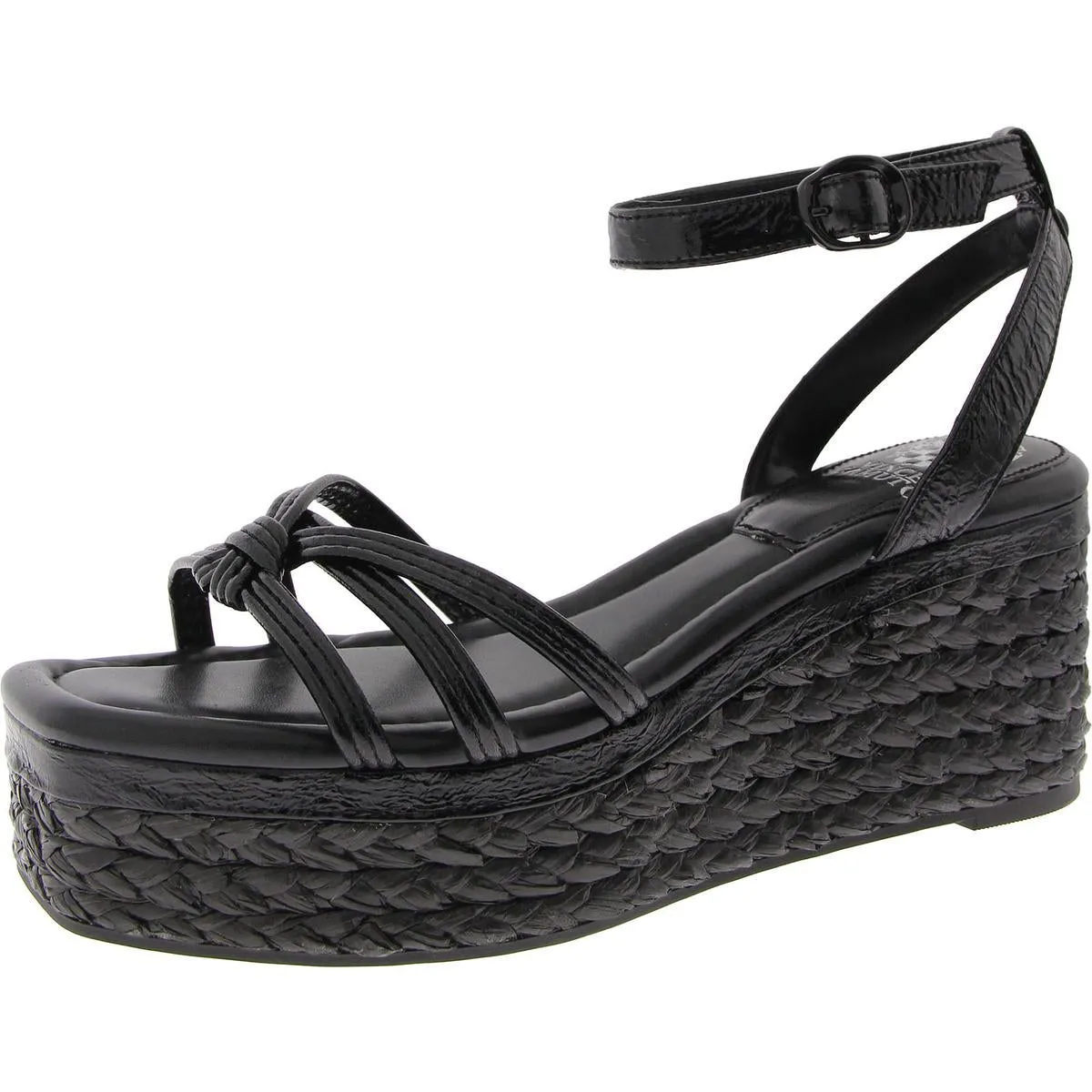 Loressa Womens Leather Square Toe Wedge Sandals