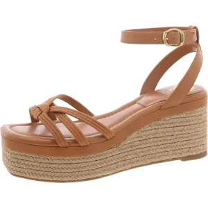 Loressa Womens Leather Square Toe Wedge Sandals