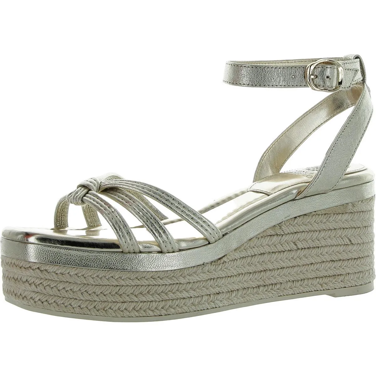 Loressa Womens Leather Square Toe Wedge Sandals