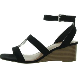 Lourizza  Womens Faux Suede Wedge Ankle Strap